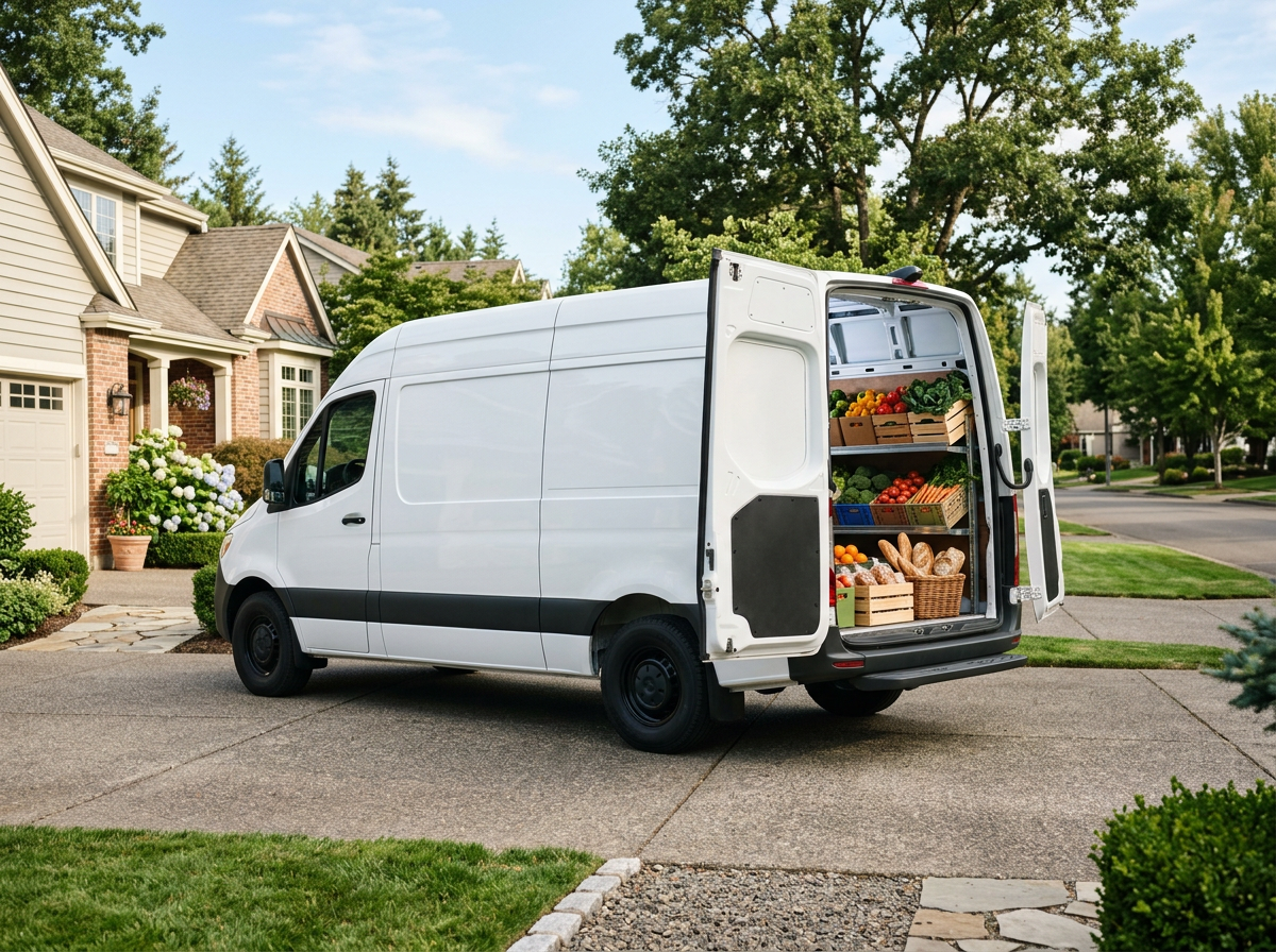 Cafasso's home delivery van loaded with fresh produce