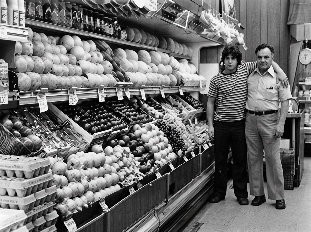 Cafasso's produce department in 1972, piled high with fresh fruits and vegetables