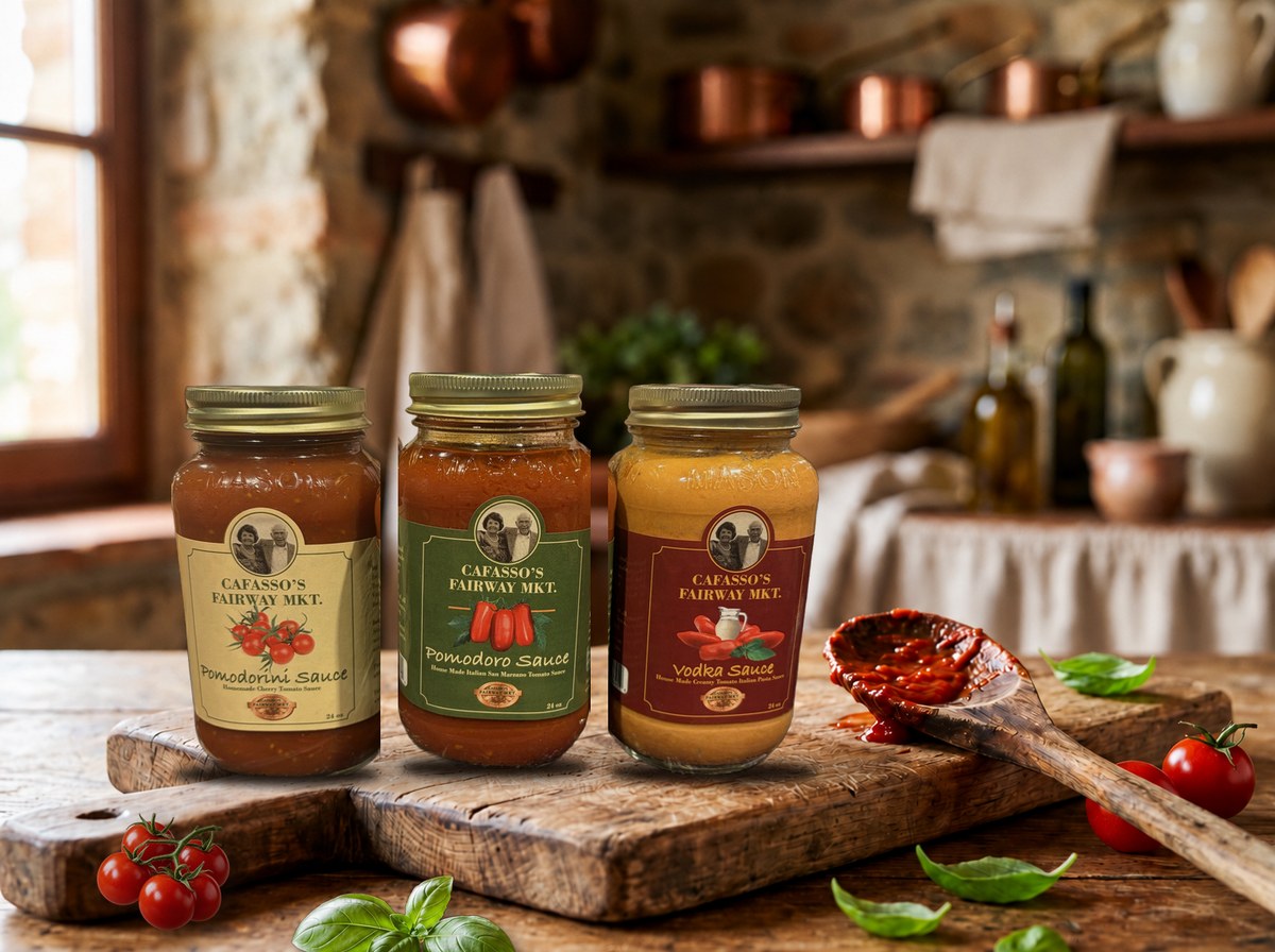 Cafasso&rsquo;s house-made Pomodorini, Pomodoro and Vodka sauces